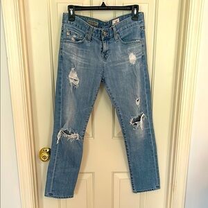 AG the ex boyfriend slouchy slim distressed Blue Jeans size 25 R